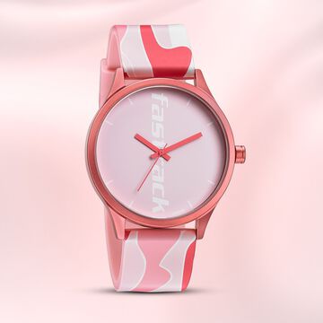 Fastrack Topicals Quartz Analog Pink Dial Silicone Strap Unisex Watch