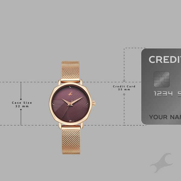 Fastrack Stunners Quartz Analog Purple Dial Rose Gold Stainless Steel Strap Watch For Girls - image number 3