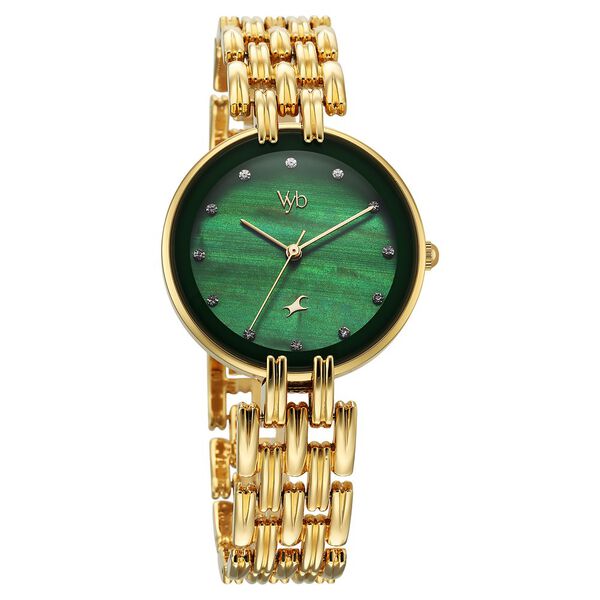 Vyb Eclipse By Fastrack Quartz Analog Green Dial Metal Strap Watch For Girls - image number 1