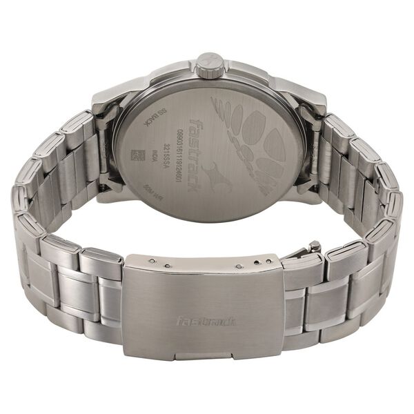 Fastrack Go Skate Quartz Analog with Day and Date Black Dial Stainless Steel Strap Watch for Guys - image number 4