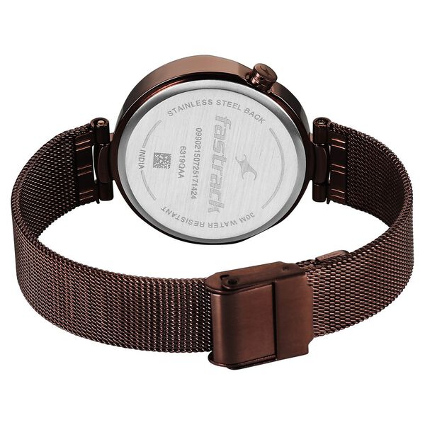 Fastrack Tick Tock Quartz Multifunction Brown Dial Stainless Steel Strap Watch For Girls - image number 4