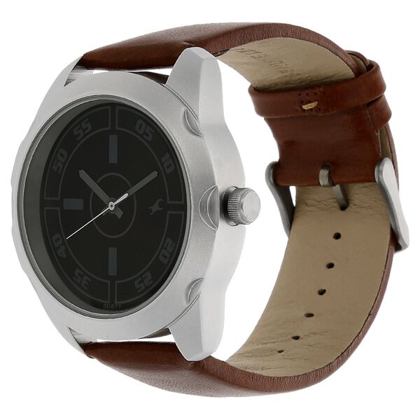 Fastrack Quartz Analog Black Dial Leather Strap Watch for Guys - image number 1