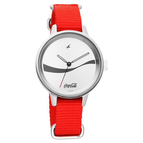 Fastrack Coca Cola Edition By Fastrack Quartz Analog Silver Dial Nylon Strap Watch for Girls - image number 1