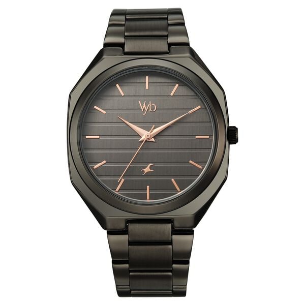 Vyb Horizon By Fastrack Quartz Analog Grey Dial Grey Stainless Steel Strap Watch For Guys - image number 1