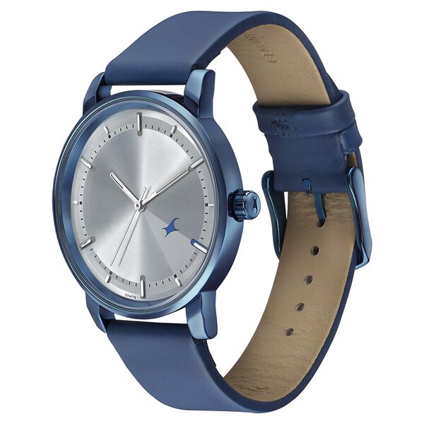 Fastrack Style Up Silver Dial Leather Strap Watch for Guys - image number 2