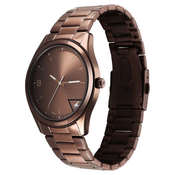 Fastrack Stunners Quartz Analog Brown Dial Brown Metal Strap Watch For Guys - image number 2