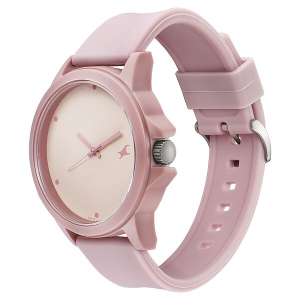Fastrack Tees Quartz Analog Pink Dial Silicone Strap Unisex Watch - image number 2