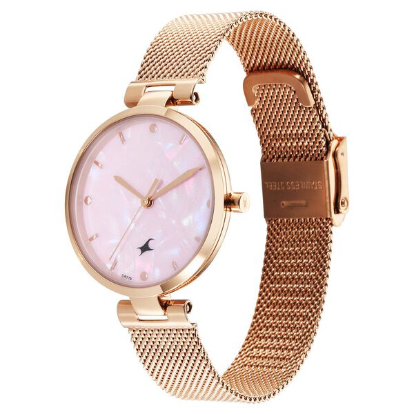 Fastrack Stunners X Quartz Analog Pink Mother Of Pearl Dial Stainless Steel Strap Watch For Girls - image number 2