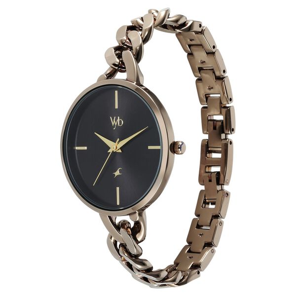 Vyb Spotlight By Fastrack Quartz Analog Black Dial Metal Strap Watch For Girls - image number 3