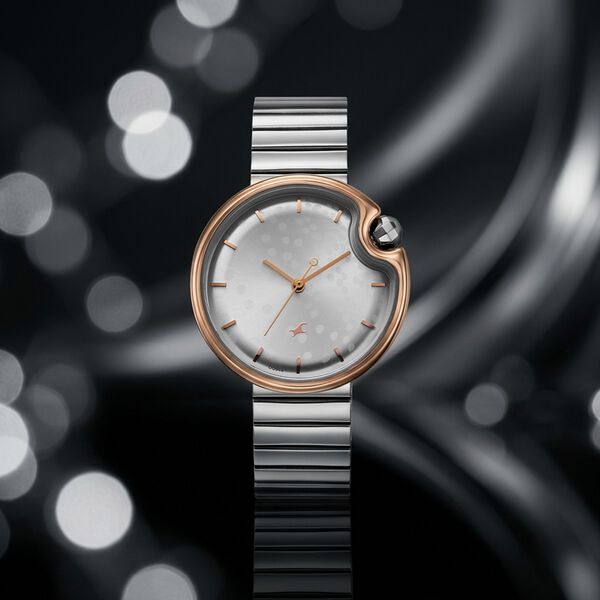 Fastrack Groove Analog with Silver Dial Silver Metal Strap Watch for Girls - image number 0