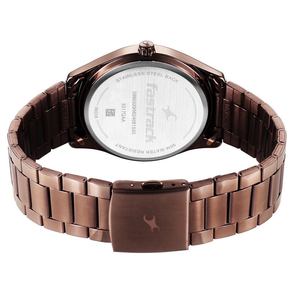 Buy Online Fastrack Stunners Quartz Analog Brown Dial Brown Metal Strap Watch For Guys 3317qm02 p Fastrack