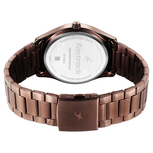 Fastrack Stunners Quartz Analog Brown Dial Brown Metal Strap Watch For Guys - image number 4