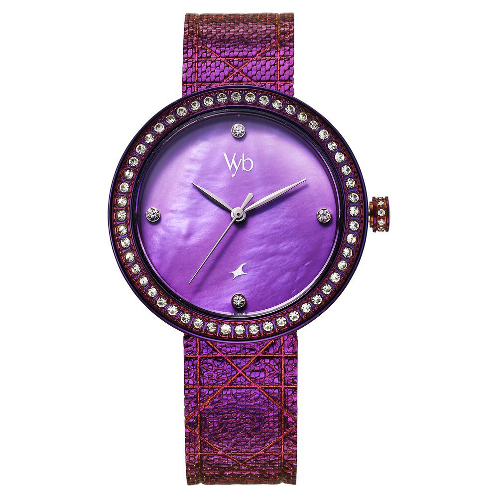 Buy Online Fastrack Vyb Eclipse Quartz Analog Purple Mother Of Pearl Dial  Purple Color Metal Strap Watch For Girls - fv60056qm01w | Fastrack