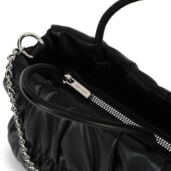 Gathered faux leather satchel - image number 7