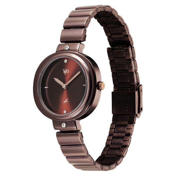 Fastrack Vyb Diva Quartz Analog Brown Dial Metal Strap Watch For Girls - image number 4