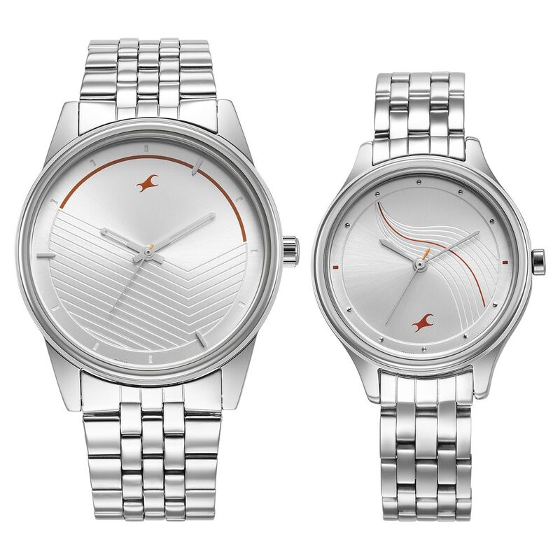 Buy Online Fastrack Mixmatched Quartz Analog Silver Dial Silver