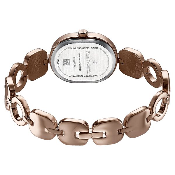 Fastrack Style Up Quartz Analog Mother Of Pearl Dial Rose Gold Metal Strap Watch For Girls - image number 4