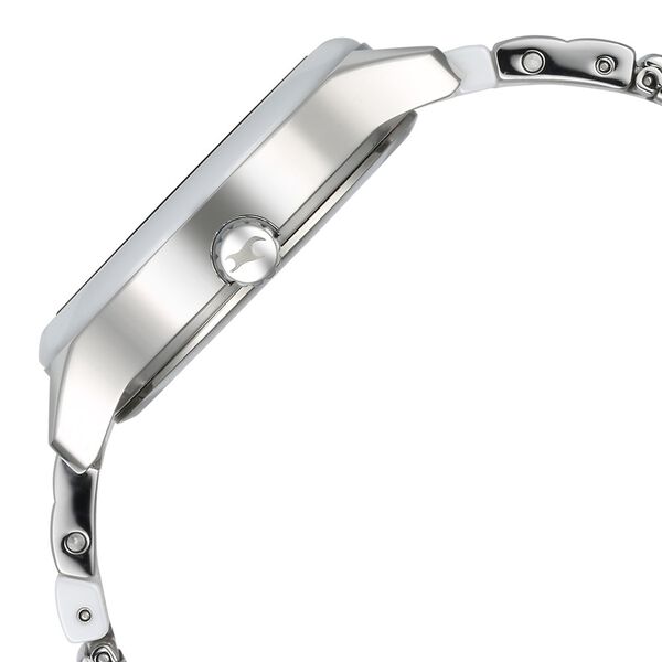 Fastrack Cerame Quartz Multifunction Silver Dial With Silver Color Steel & Ceramic Strap Watch For Girls - image number 4