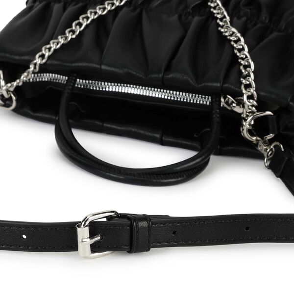 Gathered faux leather satchel - image number 8