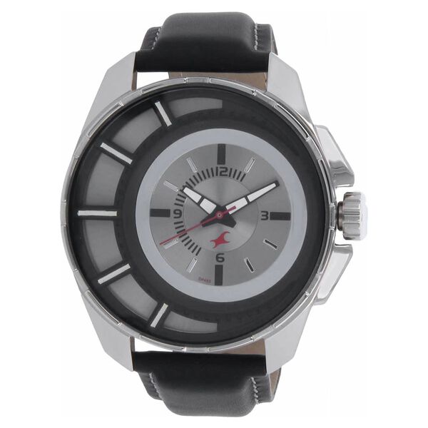 Fastrack Quartz Analog Grey Dial Leather Strap Watch for Guys - image number 0
