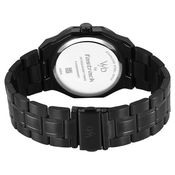 Vyb Pioneer By Fastrack Quartz Analog Black Dial Black Stainless Steel Strap Watch For Guys - image number 5