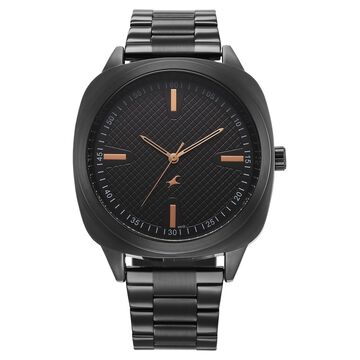 Fastrack Stunners X Quartz Analog Black Dial Stainless Steel Strap Watch For Guys