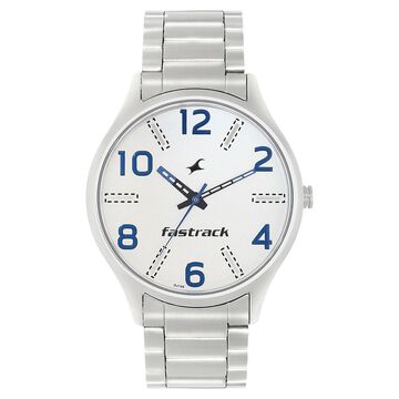 Fastrack Denim Quartz Analog White Dial Stainless Steel Strap Watch for Guys