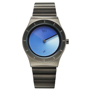Vyb Arcane By Fastrack Quartz Analog Blue Dial Grey Stainless Steel Strap Watch For Guys