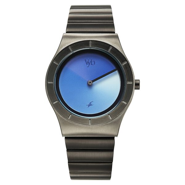Vyb Arcane By Fastrack Quartz Analog Blue Dial Grey Stainless Steel Strap Watch For Guys - image number 0