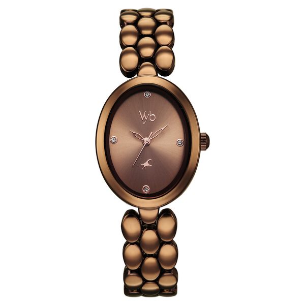 Vyb Enigma By Fastrack Quartz Analog Brown Dial Brown Metal Strap Watch For Girls - image number 0