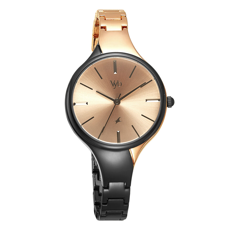 Buy Online Fastrack Vyb Striker Quartz Analog Rose Gold Dial Metal Strap Watch for Girls fv60001km02w Fastrack