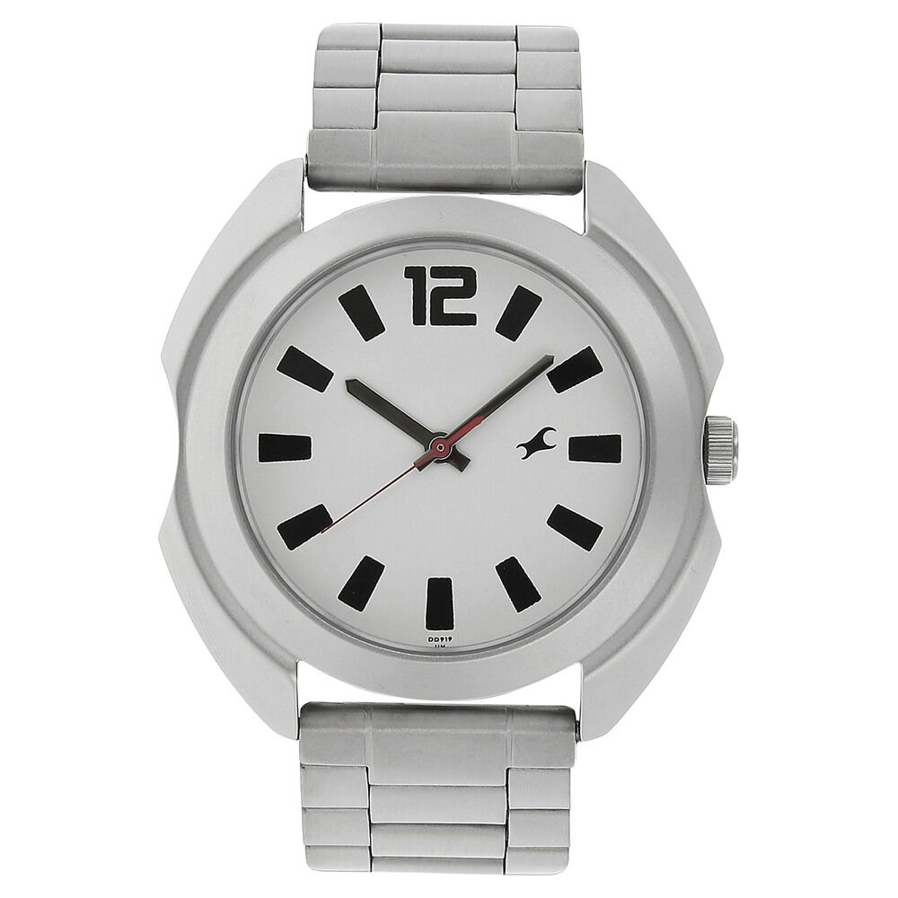 Buy Online Fastrack Quartz Analog White Dial Stainless Steel Strap Watch for Guys np3117sm01 Fastrack