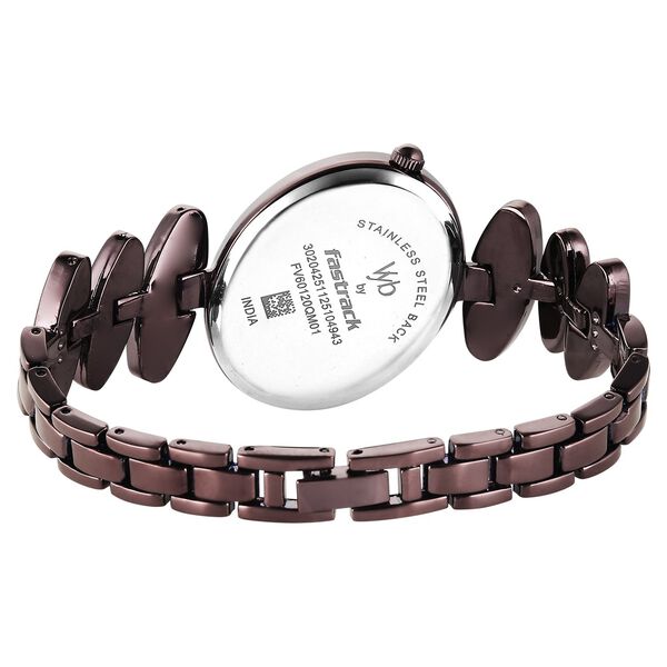 Vyb Successor By Fastrack Quartz Analog Brown Dial Brown Metal Strap Watch For Girls - image number 5