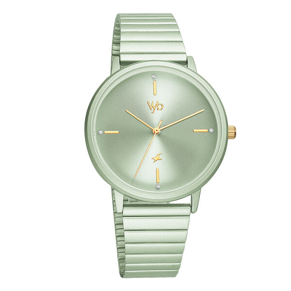 Fastrack Vyb Bliss Quartz Analog Green Dial Stainless Steel Strap Watch for Girls - image number 1