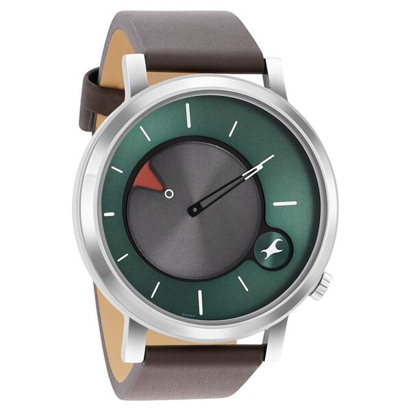 Fastrack MetaWe Quartz Analog Green Dial Leather Strap Watch For Guys - image number 1