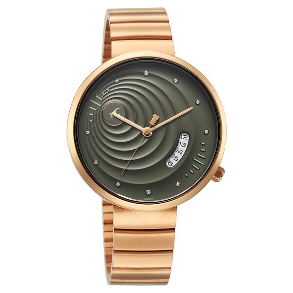 Fastrack Groove Quartz Analog with Date Green Dial Girls Stainless Steel Watch - image number 1