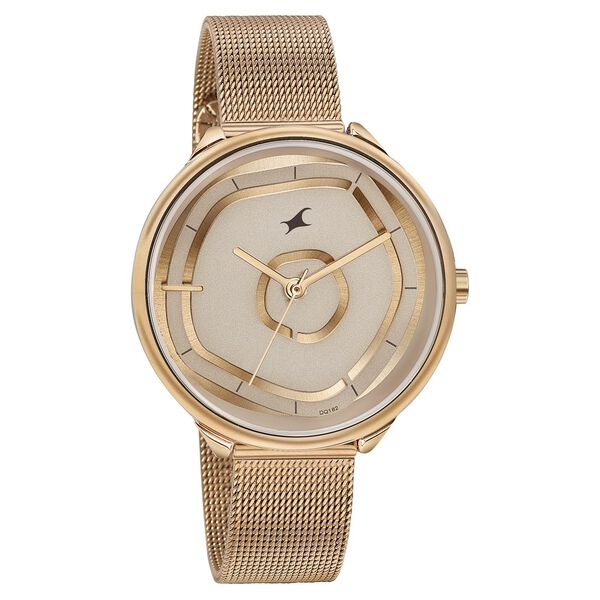 Fastrack Stunners Quartz Multifunction Rose Gold Dial Stainless Steel Strap Watch for Girls - image number 1
