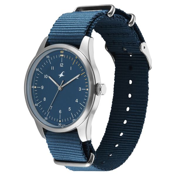 Fastrack Stunners Quartz Analog Blue Dial Blue Nylon Strap Watch For Guys - image number 2