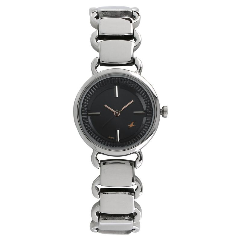 Buy Online Fastrack Quartz Analog Black Dial Metal Strap Watch for - Main Image