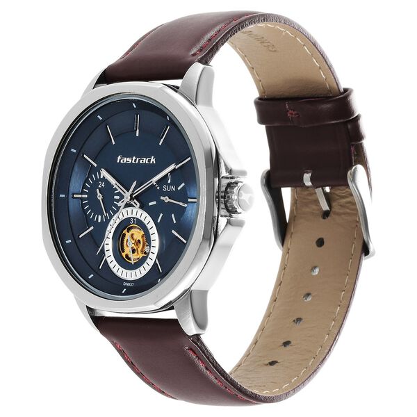 Fastrack Exuberant Quartz Multifunction Blue Dial Leather Strap Watch for Guys - image number 3