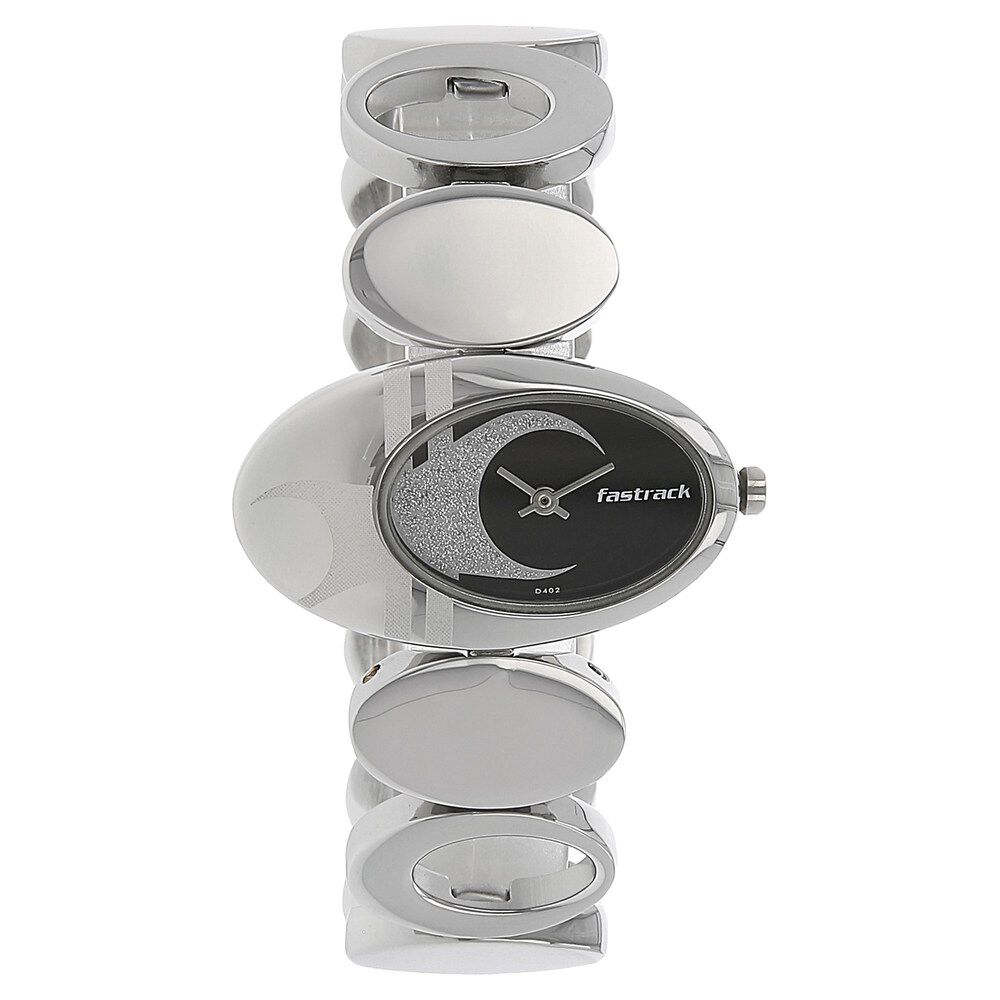 Buy Online Fastrack Quartz Analog Black Dial Metal Strap Watch for Girls 6024sm01 p Fastrack