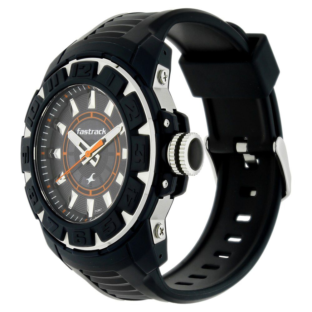 Fastrack Quartz Analog Blue Dial Plastic Strap Watch for Guys