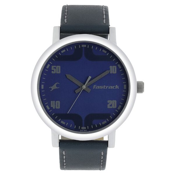 Fastrack Bold Quartz Analog Blue Dial Leather Strap Watch for Guys - image number 0