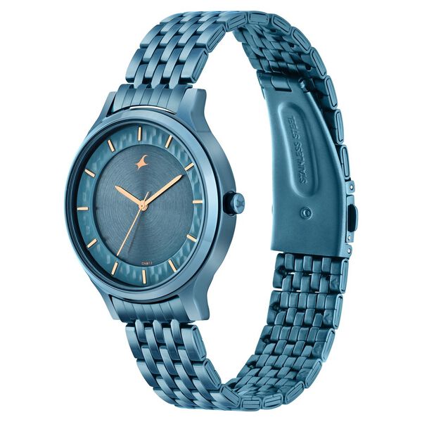 Fastrack Crush Quartz Analog Blue Dial Stainless Steel Strap Watch for Girls - image number 2
