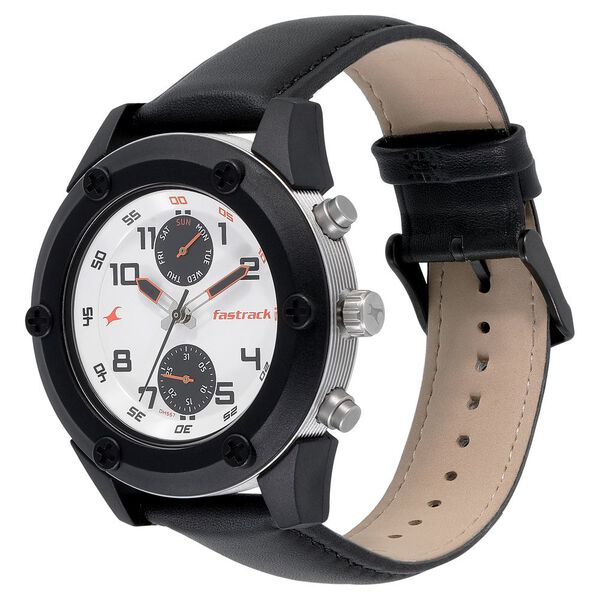 Fastrack Modular Quartz Analog White Dial Leather Strap Watch for Guys - image number 2