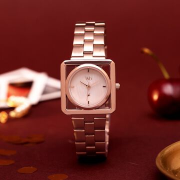 Vyb Manifester By Fastrack Quartz Analog Rose Gold Mother Of Pearl Dial Rose Gold Stainless Steel Strap Watch For Girls