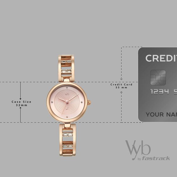 Vyb Seeker By Fastrack Quartz Analog Rose Gold Dial Rose Gold Metal Strap Watch For Girls - image number 3