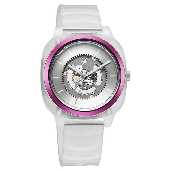 Fastrack Bare Quartz Analog Skeleton Unisex Watch With Grey Dial And Translucent Plastic Strap - image number 2