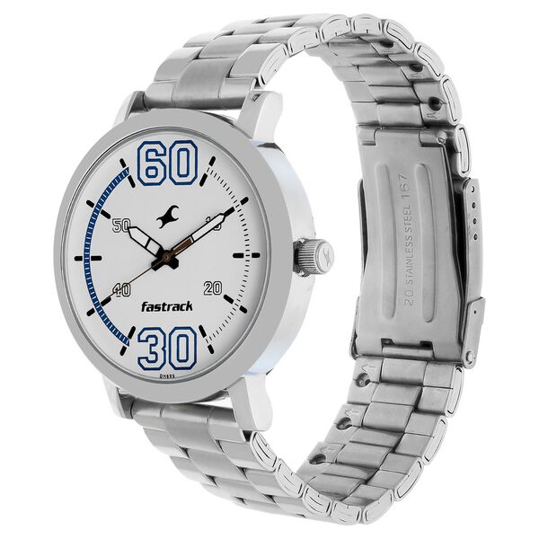 Fastrack Fundamentals Quartz Analog White Dial Stainless Steel Strap Watch for Guys - image number 2