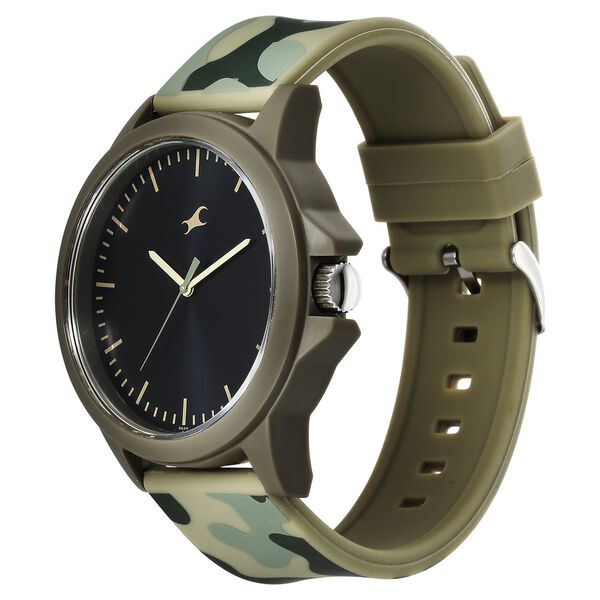 Fastrack Tees Wanderlust Quartz Analog Black Dial Silicone Strap Watch for Unisex - image number 2